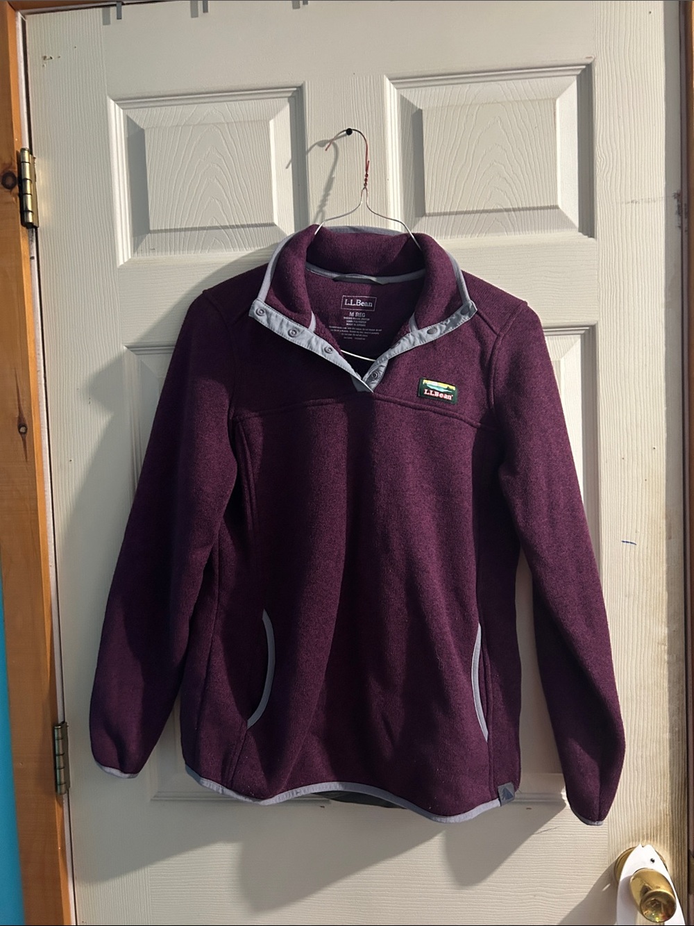 L.L. Bean Plum Snap-Placket Fleece Pullover